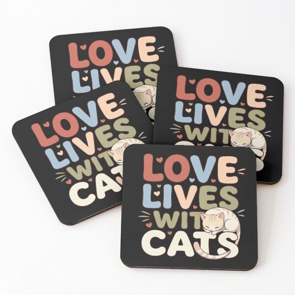 Item preview, Love Lives With Cats Cozy Retro Typography Sleeping Kitty Quote    designed and sold by mood-draftsman.