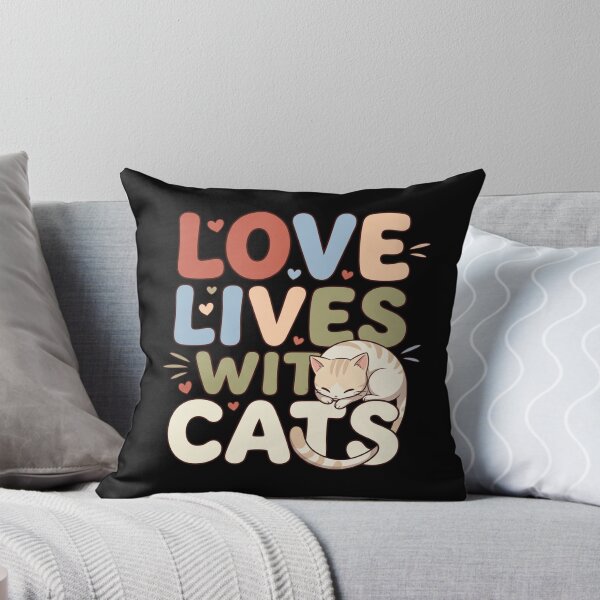 Item preview, Love Lives With Cats Cozy Retro Typography Sleeping Kitty Quote    designed and sold by mood-draftsman.