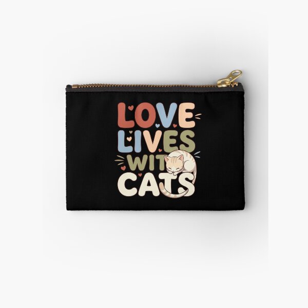 Item preview, Love Lives With Cats Cozy Retro Typography Sleeping Kitty Quote    designed and sold by mood-draftsman.