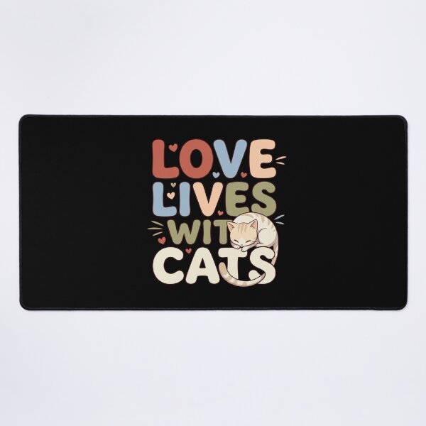 Item preview, Love Lives With Cats Cozy Retro Typography Sleeping Kitty Quote    designed and sold by mood-draftsman.