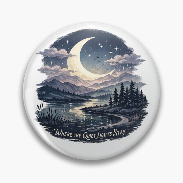Item preview, Where the Quiet Lights Stay Moonlit Mountain Lake Celestial Nature Art designed and sold by inkoutninja.