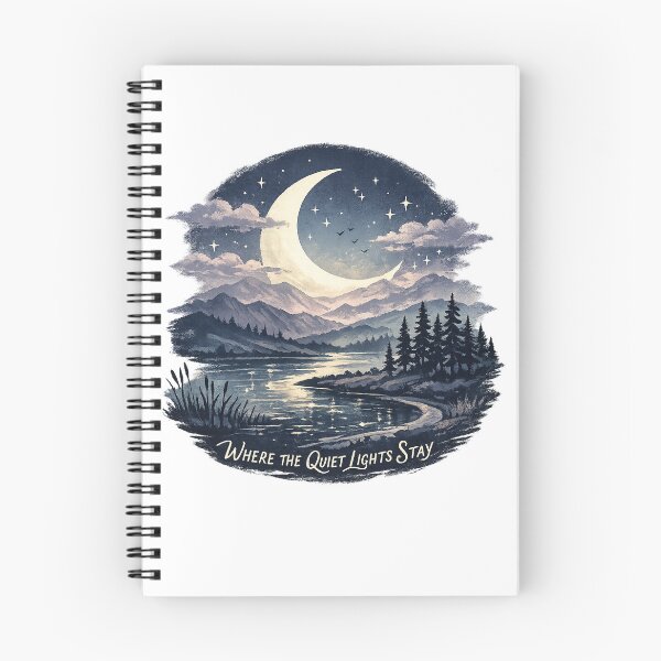 Item preview, Where the Quiet Lights Stay Moonlit Mountain Lake Celestial Nature Art designed and sold by inkoutninja.