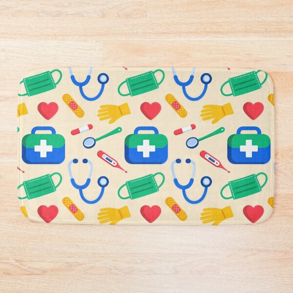 Item preview, Medical Stethoscope First Aid Healthcare Seamless Pattern designed and sold by Mimoshi ⭐⭐⭐⭐⭐.
