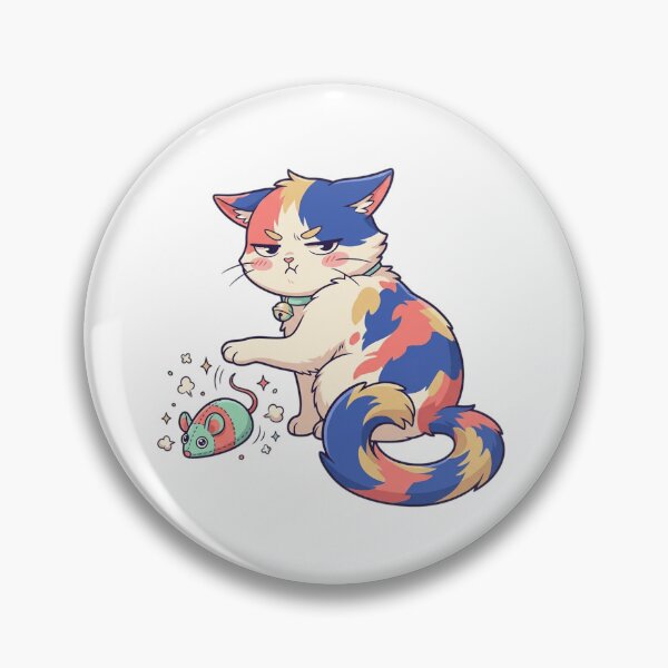 Item preview, Unamused Grumpy Calico Cat Playing with Toy Mouse Anime  designed and sold by mood-draftsman.