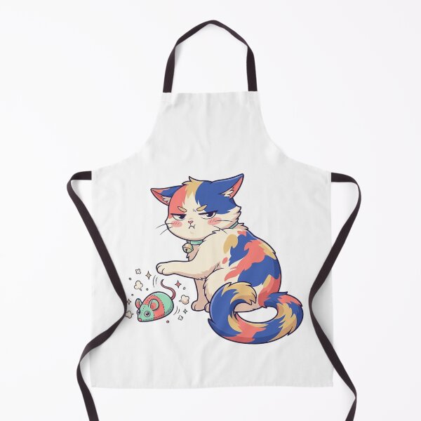 Item preview, Unamused Grumpy Calico Cat Playing with Toy Mouse Anime  designed and sold by mood-draftsman.