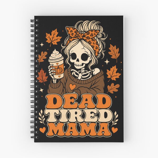 Item preview, Dead Tired Mama Funny Skeleton Fall Halloween Shirt designed and sold by digital.stickerperso.com.