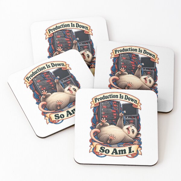Item preview, Production Is Down. So Am I. - Possum Server Room Humor designed and sold by Ctrl Alt Bureaucracy.