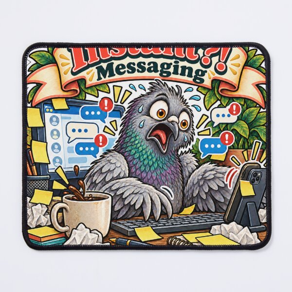 Item preview, Instant?! Messaging - Stressed Pigeon Chat Humor designed and sold by Ctrl Alt Bureaucracy.