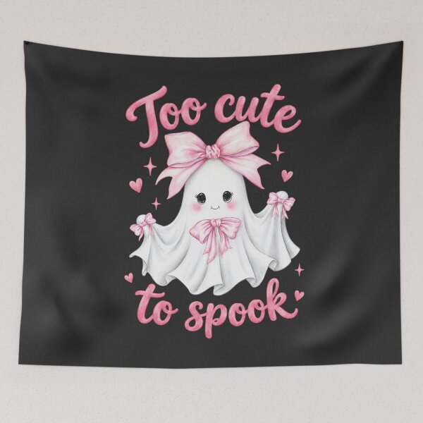 Item preview, Too Cute to Spook – Kawaii Pink Bow Ghost Halloween Design designed and sold by SweetLilith.