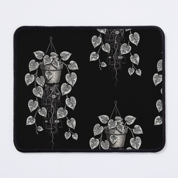 Item preview, Pothos Black and White Ink - Steampunk Gears Botanical Engraving designed and sold by Aisha Reda.
