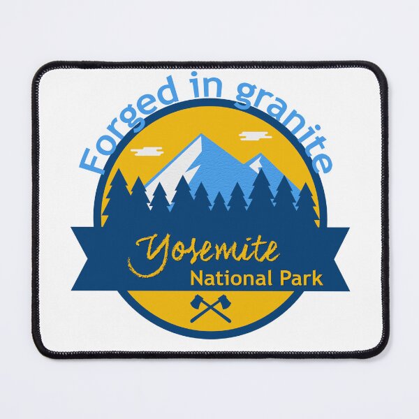 Item preview, Yosemite National Park Badge – Forged in Granite Mountain Adventure Souvenir designed and sold by DonnaRaine.