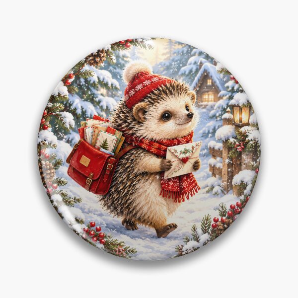 Item preview, Cute Hedgehog Christmas Mail Carrier designed and sold by SweetLilith.