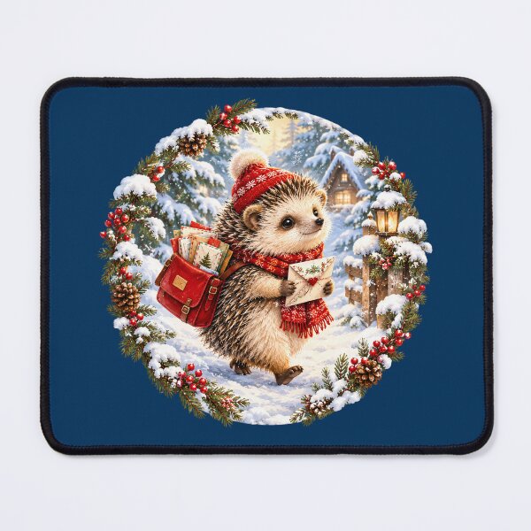 Item preview, Cute Hedgehog Christmas Mail Carrier designed and sold by SweetLilith.