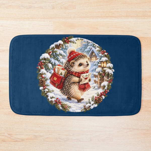 Item preview, Cute Hedgehog Christmas Mail Carrier designed and sold by SweetLilith.