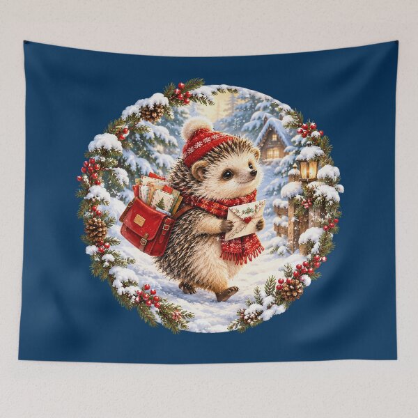 Item preview, Cute Hedgehog Christmas Mail Carrier designed and sold by SweetLilith.