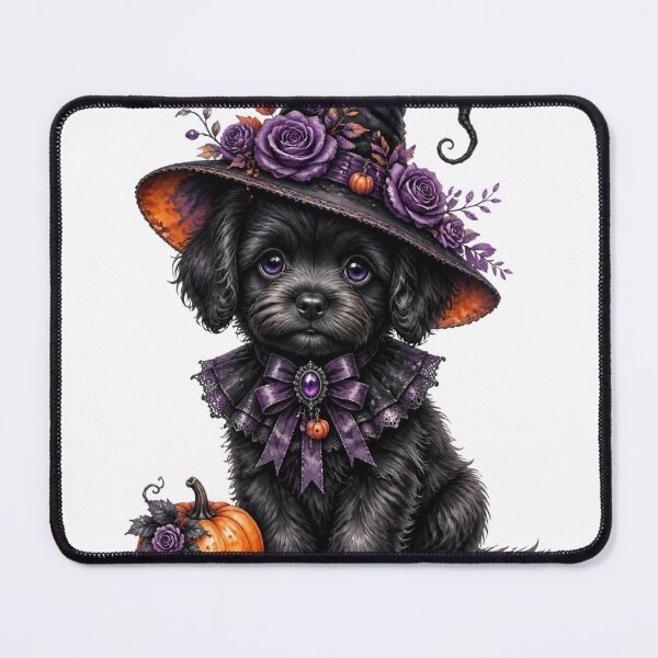 Item preview, Cute Halloween Witch Puppy With Purple Roses designed and sold by takeng07.