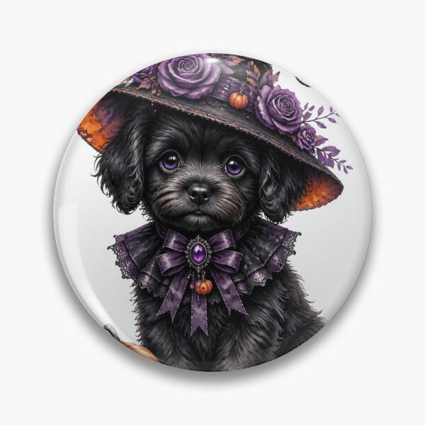 Item preview, Cute Halloween Witch Puppy With Purple Roses designed and sold by takeng07.