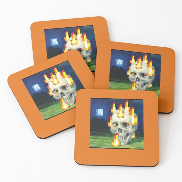 Item preview, Fiery Burning Skull Pixel Canvas designed and sold by SkulinframeLab.