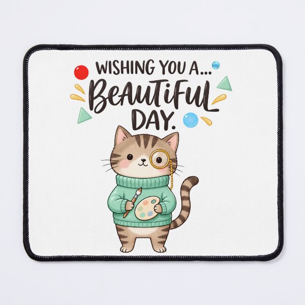 Item preview, Cute Artist Cat Wishing You A Beautiful Day designed and sold by Nicha Studio.