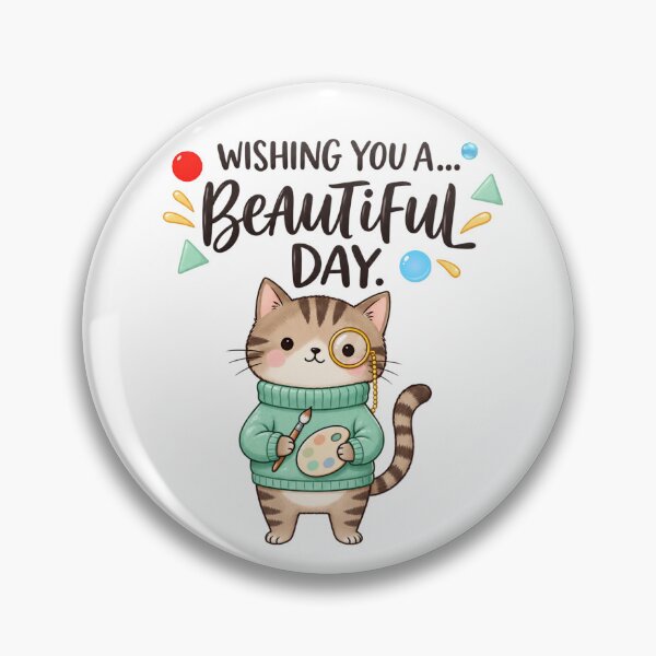 Item preview, Cute Artist Cat Wishing You A Beautiful Day designed and sold by Nicha Studio.