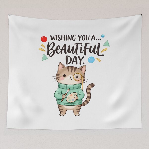 Item preview, Cute Artist Cat Wishing You A Beautiful Day designed and sold by Nicha Studio.