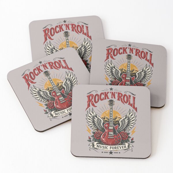 Item preview, Rock N Roll Red Guitar Wings Vintage Emblem designed and sold by Skyrocketz.