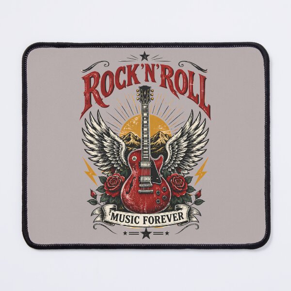 Item preview, Rock N Roll Red Guitar Wings Vintage Emblem designed and sold by Skyrocketz.