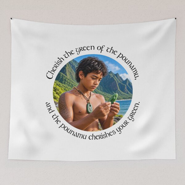Item preview,  Maori Value Proverb - Cherish the green of the pounamu | Pacific Art designed and sold by ShakaLife.org.