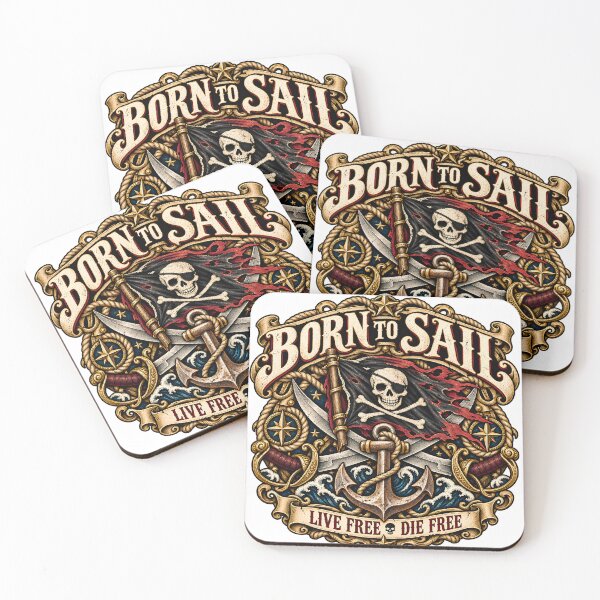 Item preview, Born to Sail: Live Free, Die Free Pirate Emblem designed and sold by ZayCreates.