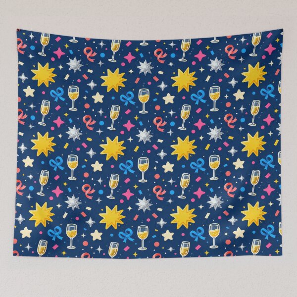 Item preview, Festive New Year Champagne Ribbon Confetti Star Seamless Celebration Pattern designed and sold by Mimoshi ⭐⭐⭐⭐⭐.