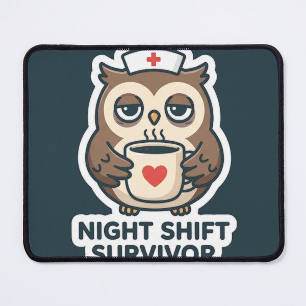 Item preview, Night Shift Survivor Owl T-Shirt & Sticker - Funny Nurse Coffee Lover Gift designed and sold by Spiking11.