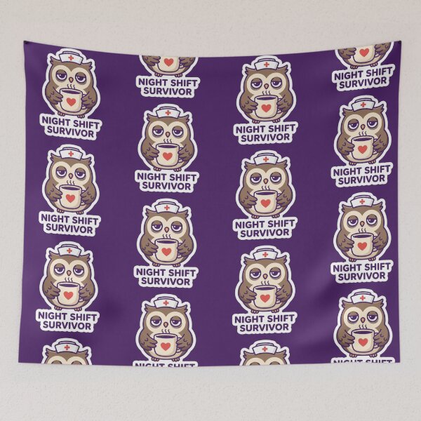 Item preview, Night Shift Survivor Owl T-Shirt & Sticker - Funny Nurse Coffee Lover Gift designed and sold by Spiking11.