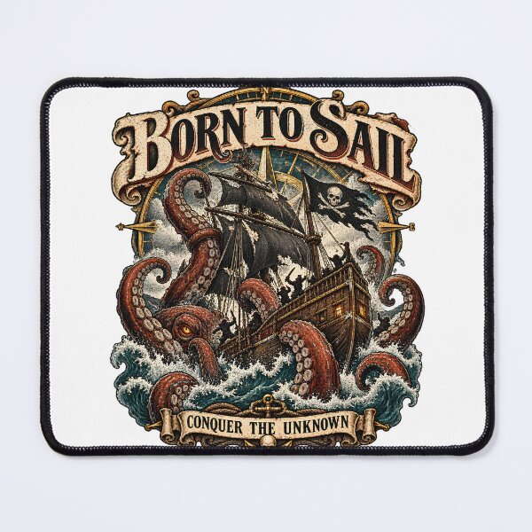 Item preview, Born to Sail - Conquer the Unknown Kraken Pirate Emblem designed and sold by ZayCreates.