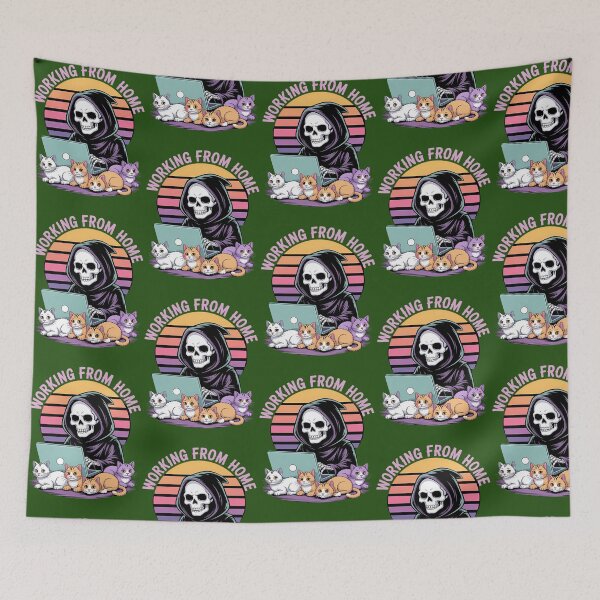 Item preview, Working From Home Scary Skeleton Sarcastic Remote Worker 265 designed and sold by WILLArtCrafts.