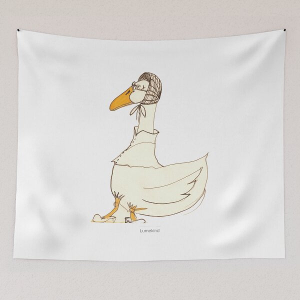 Item preview, Dapper Goose in Tweed Cap - Whimsical Watercolor Portrait designed and sold by lumekind.