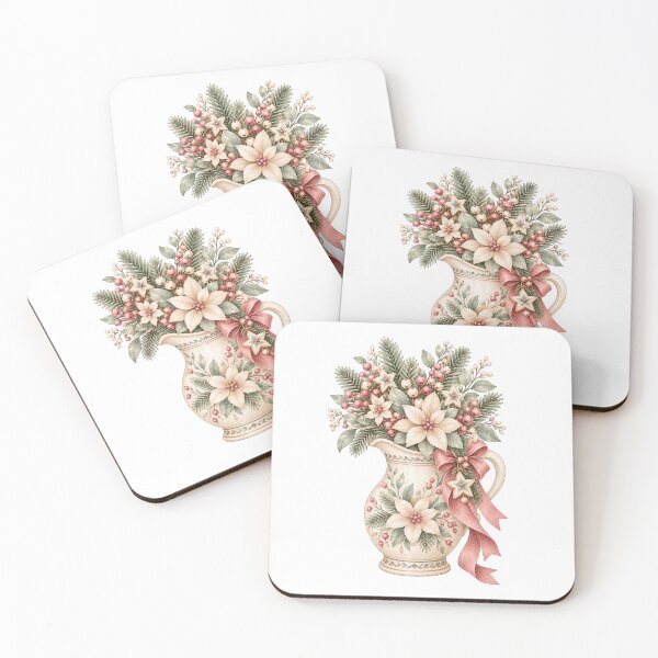 Item preview, Nordic Christmas Poinsettia Floral Pitcher Watercolor Holiday designed and sold by Jonaree Art Design.