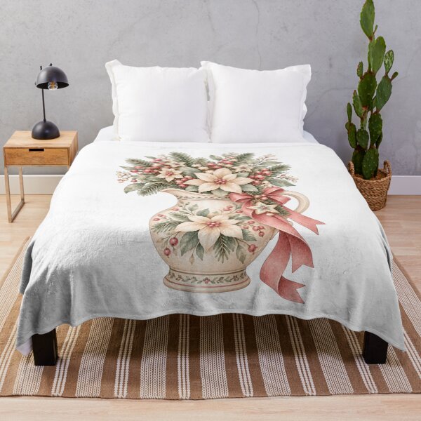 Item preview, Nordic Christmas Poinsettia Floral Pitcher Watercolor Holiday designed and sold by Jonaree Art Design.