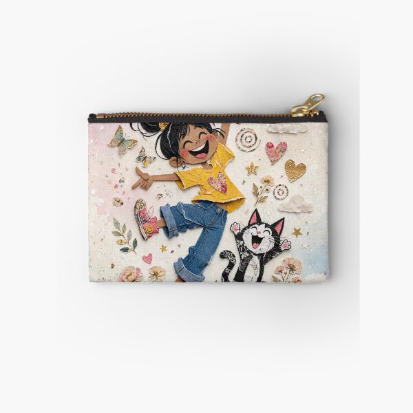 Item preview, Happy Girl Dancing with Cute Cat designed and sold by Emamohamed.