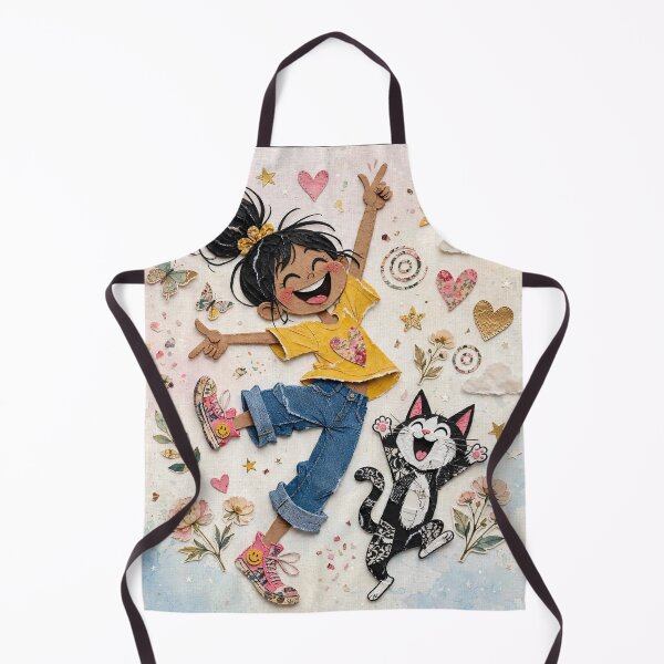 Item preview, Happy Girl Dancing with Cute Cat designed and sold by Emamohamed.