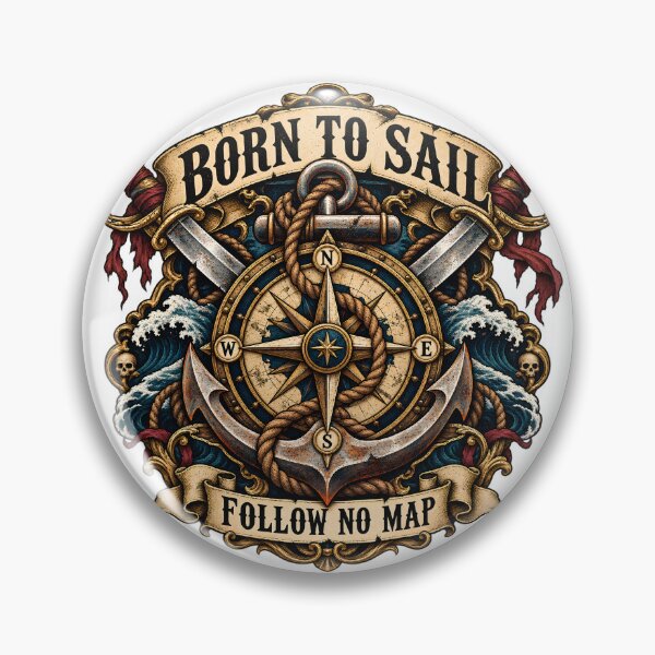 Item preview, Born To Sail - Follow No Map Nautical Pirate Emblem designed and sold by ZayCreates.