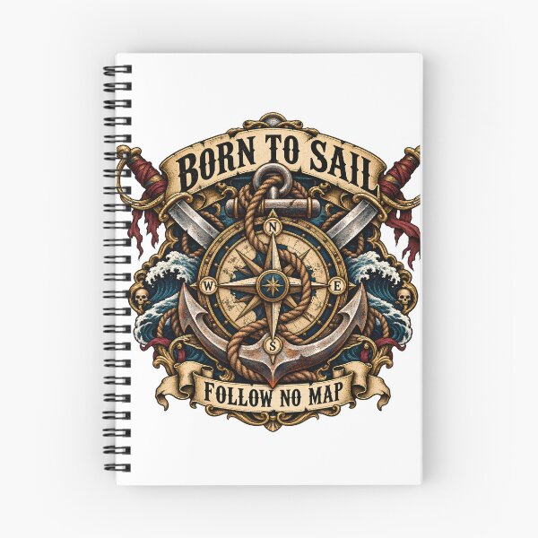 Item preview, Born To Sail - Follow No Map Nautical Pirate Emblem designed and sold by ZayCreates.