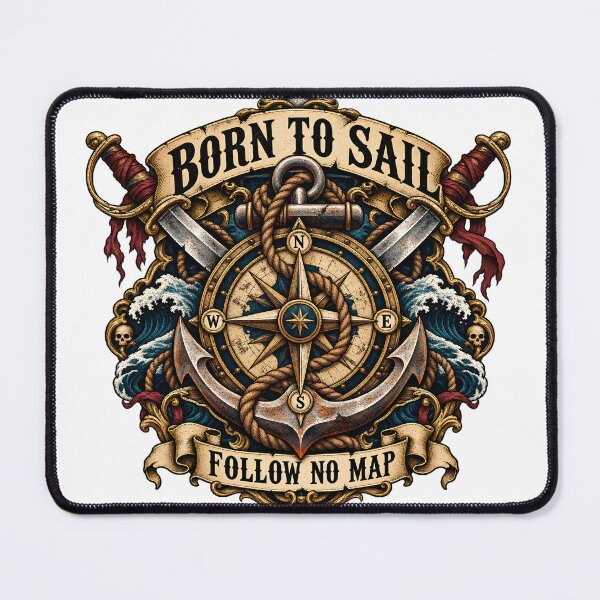 Item preview, Born To Sail - Follow No Map Nautical Pirate Emblem designed and sold by ZayCreates.