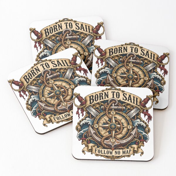 Item preview, Born To Sail - Follow No Map Nautical Pirate Emblem designed and sold by ZayCreates.