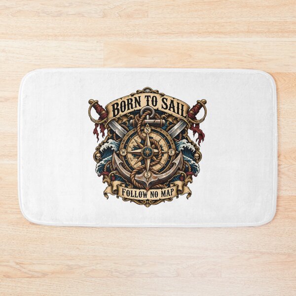 Item preview, Born To Sail - Follow No Map Nautical Pirate Emblem designed and sold by ZayCreates.