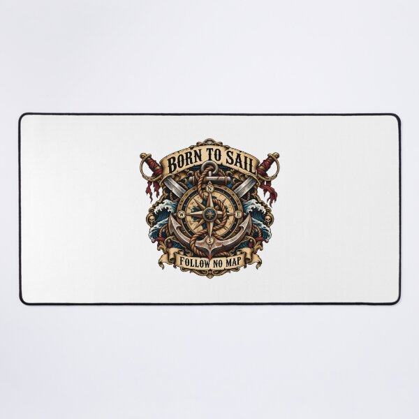 Item preview, Born To Sail - Follow No Map Nautical Pirate Emblem designed and sold by ZayCreates.