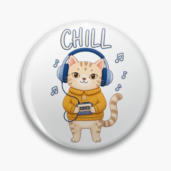 Item preview, Cute Chill Cat Listening To Music Headphones designed and sold by Nicha Studio.