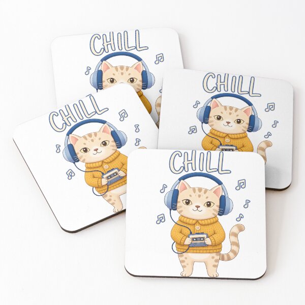 Item preview, Cute Chill Cat Listening To Music Headphones designed and sold by Nicha Studio.