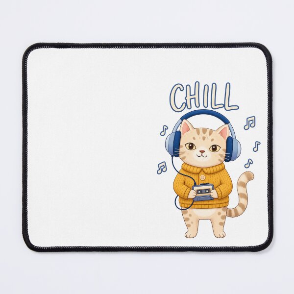 Item preview, Cute Chill Cat Listening To Music Headphones designed and sold by Nicha Studio.