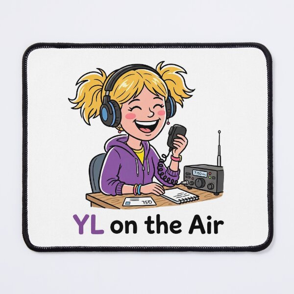 Item preview, YL on the Air Female Ham Radio Operator Cartoon designed and sold by Sekla-Studio.