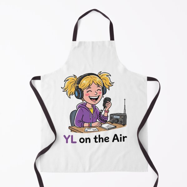 Item preview, YL on the Air Female Ham Radio Operator Cartoon designed and sold by Sekla-Studio.